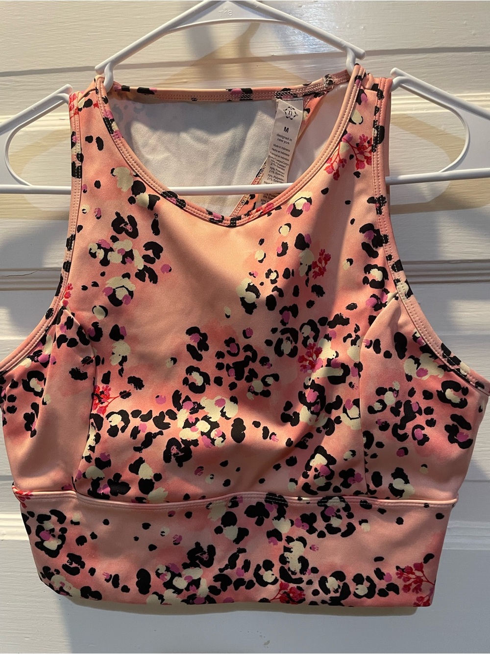 Nanette Lepore Pink Leopard Print Sports Bra, Medium